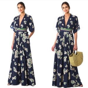 Wayward Fancies eShakti Floral Maxi Dress Blue